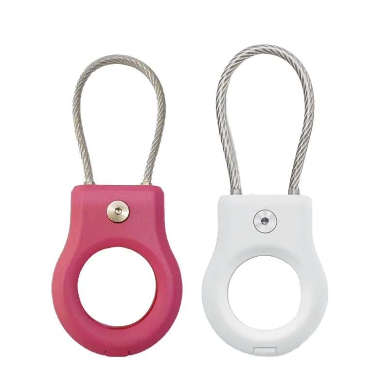 Waterproof Cover for Apple AirTag Keychain Holder with Steel Cable Anti-Lost Tracker Accessory for Luggage Backpack AirTag Case Peaceful Pleasures Health and Wellness Pink White