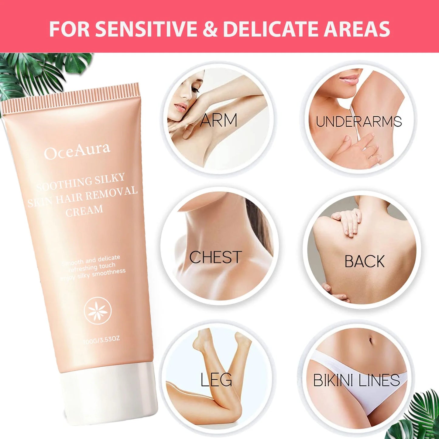 OceAura Gentle Hair Removal Cream 100g – Sensitive Skin Safe