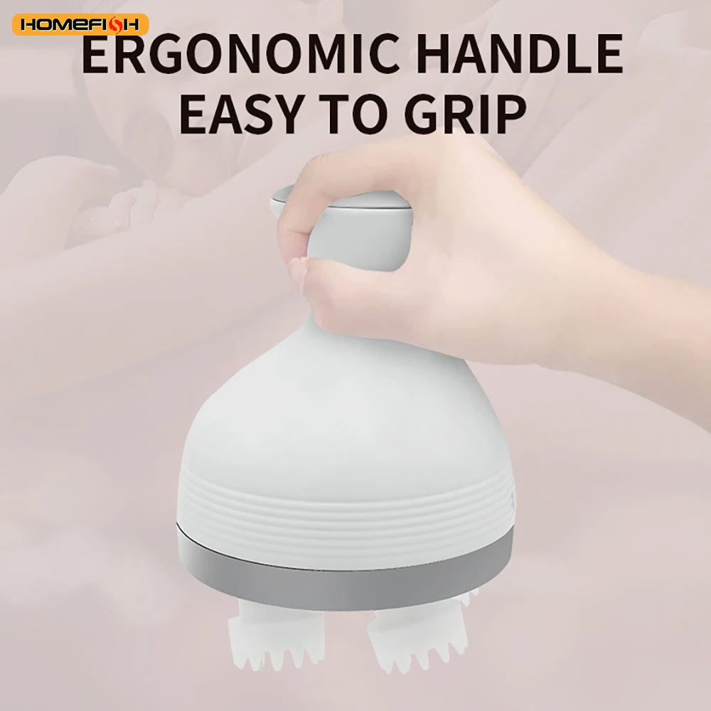 Wireless 3D Scalp Massager – Electric Waterproof Deep Kneading Tool for Head, Neck & Shoulder Relaxation Peaceful Pleasures Health and Wellness