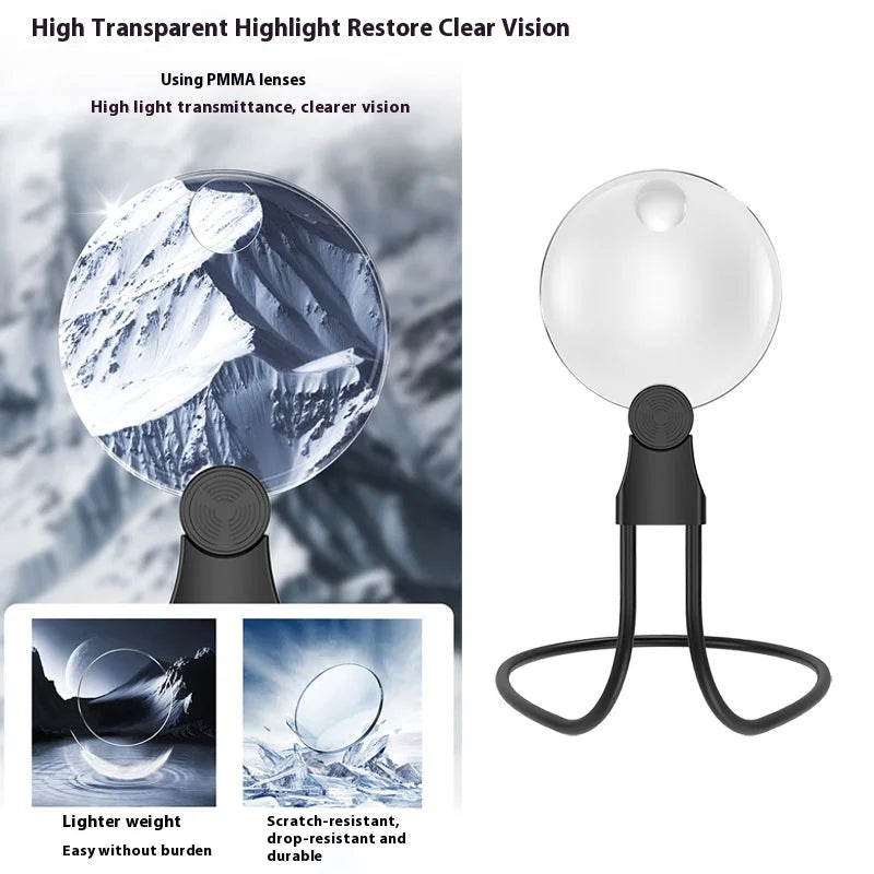 Round Frame 110Mm High-Quality Acrylic Magnifying Glass Hanging Neck for Hands-Free Reading Magnifier Peaceful Pleasures Health and Wellness black