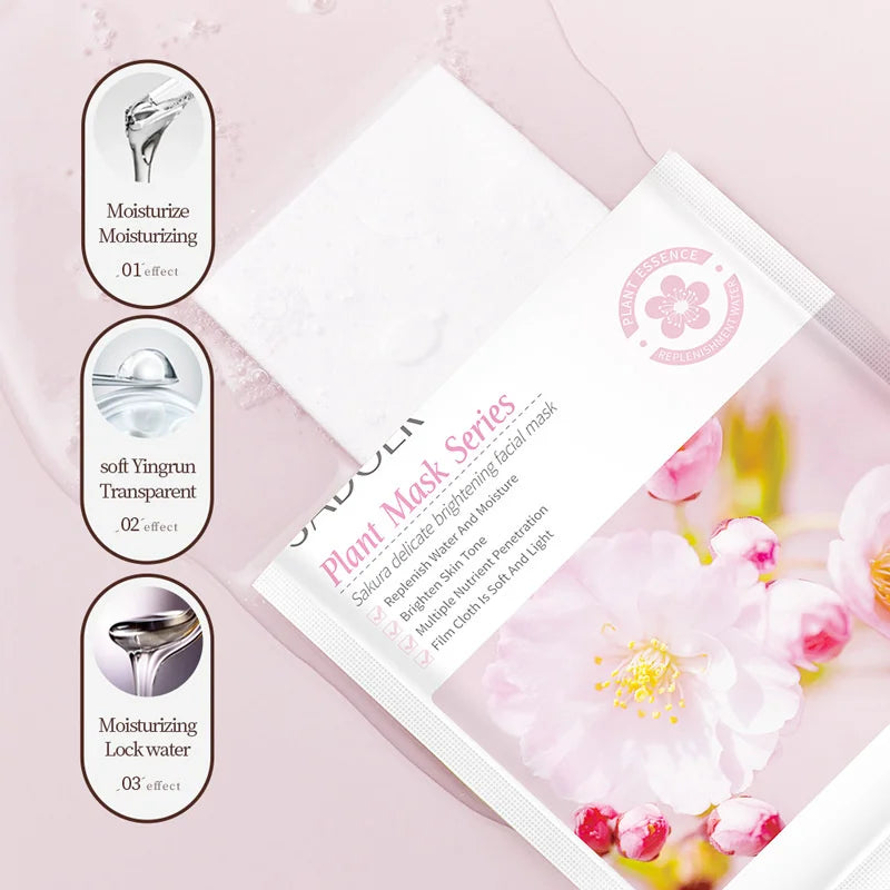 SADOER Sakura Brightening Facial Masks Moisturizing Soft And Light Hydrating Nicotinamide Lifting Firming Face Mask Skin Care Peaceful Pleasures Health and Wellness