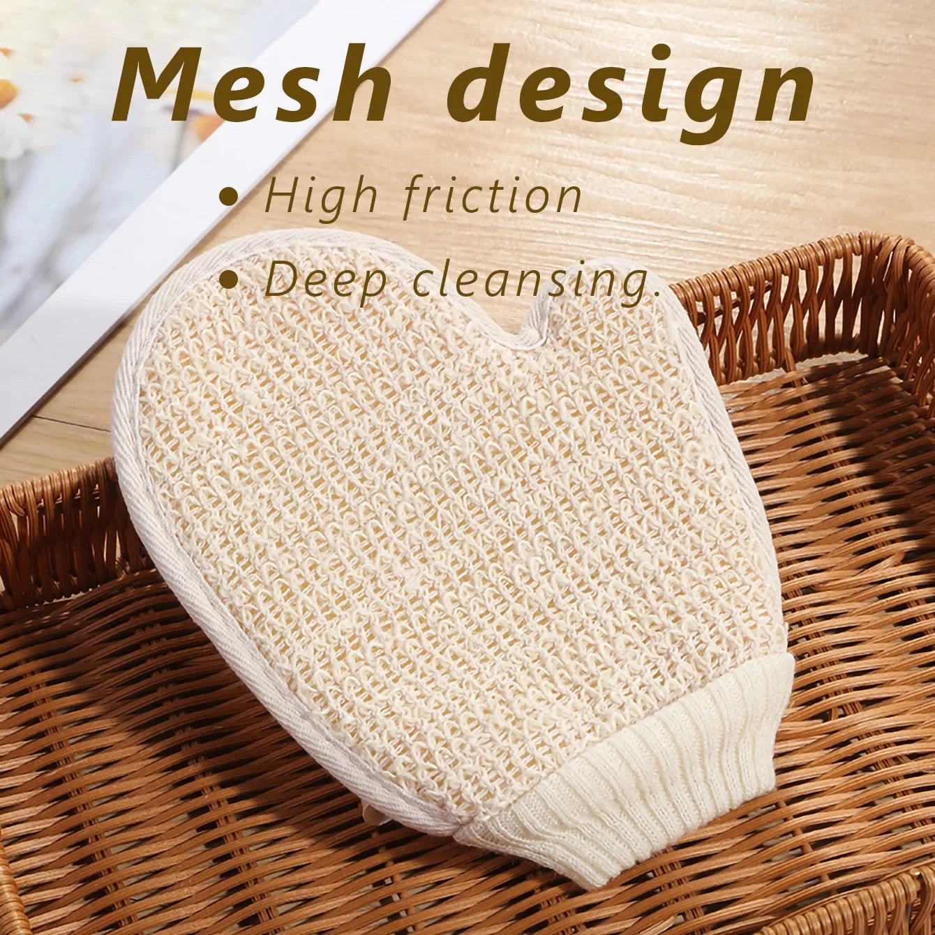 2-in-1 Cotton Linen Exfoliating Scrub Glove | Home Spa