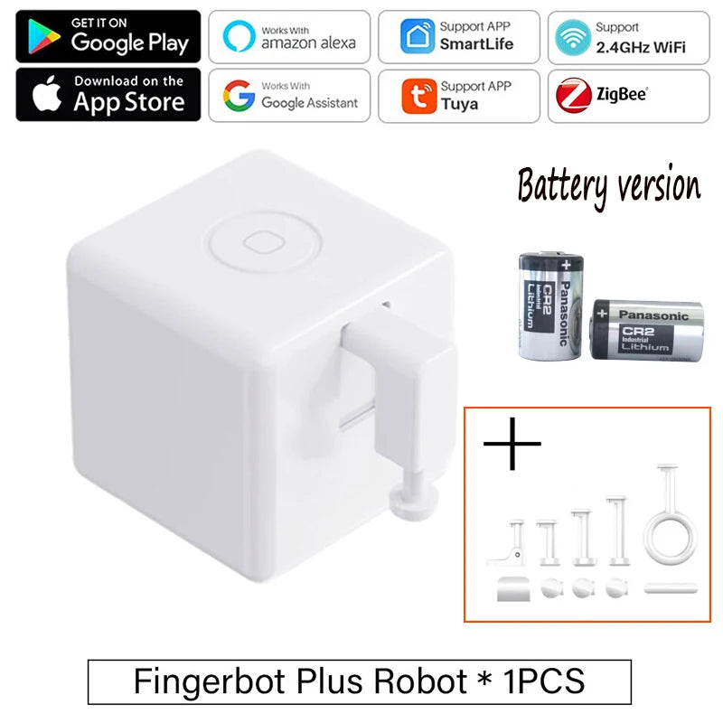 Tuya Finger Robot Zigbee/Bluetooth Fingerbot Plus CR2 battery version Robot Button Pusher Switch Bot Work With Smart Life App Peaceful Pleasures Health and Wellness B Zigbee battery W