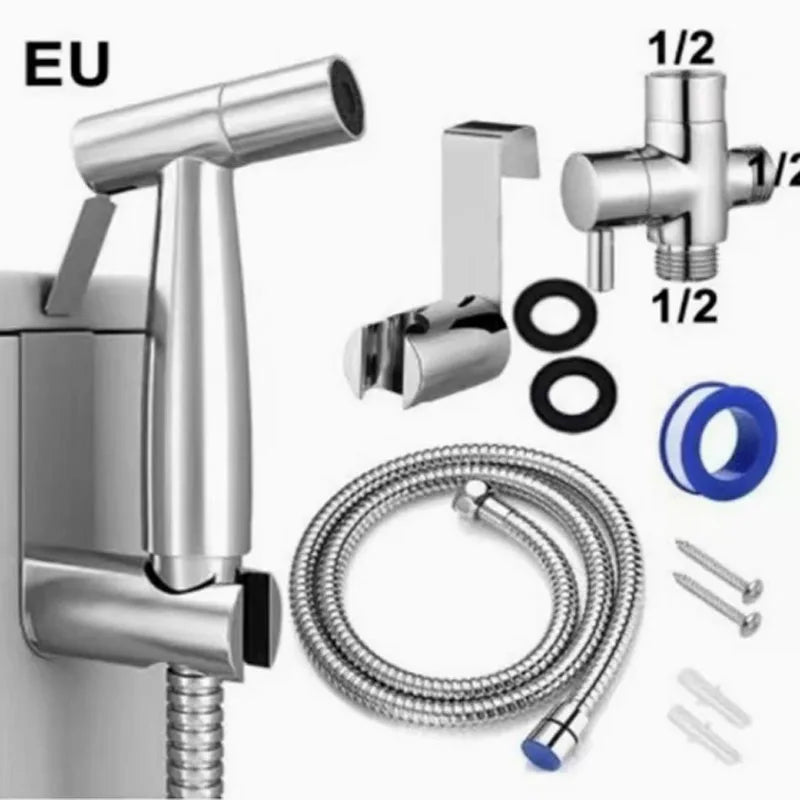 High-Pressure Bidet Spray Gun & Triangle Valve Bathroom Kit