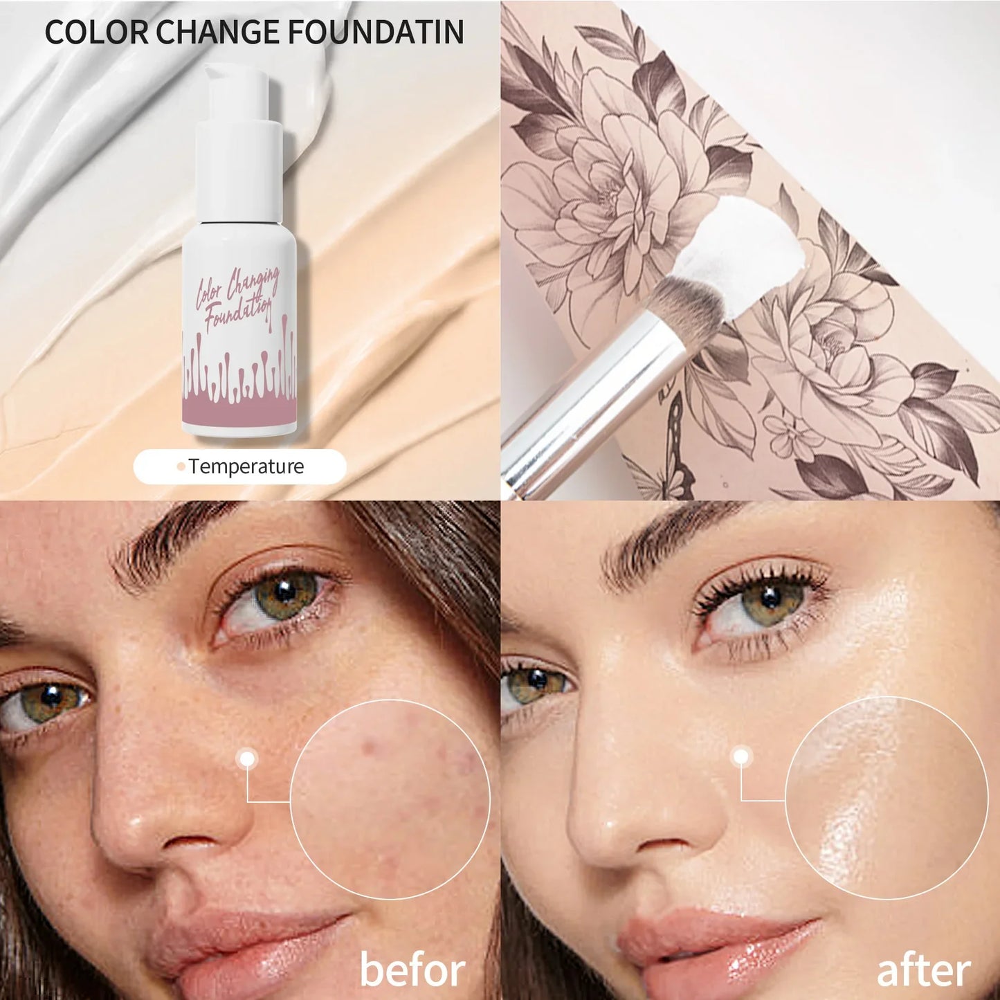 Hello Kiss Color-Changing Liquid Foundation – Matte & Hydrating
