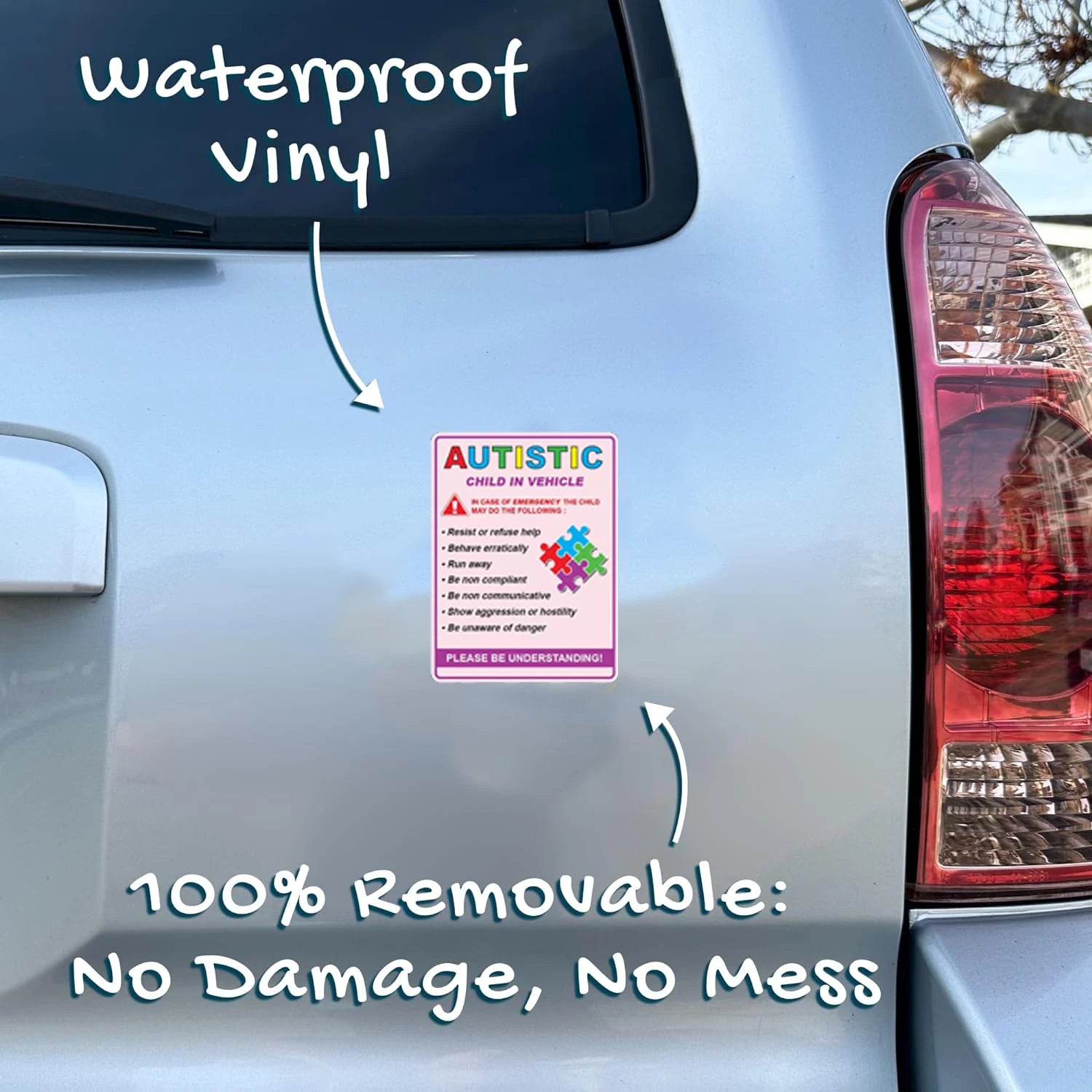 2Pack Autistic child in vehicle sticker decal autism awareness car truck window safety pink3.75x5inch Peaceful Pleasures Health and Wellness