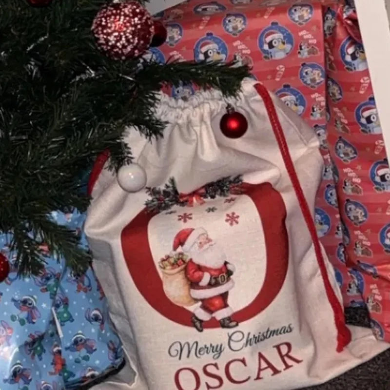 Personalized Santa Canvas Sack | Kids Christmas Gift Bag Personalized Gift Sack Peaceful Pleasures Health and Wellness