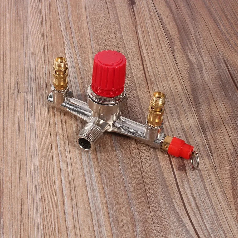 Air Compressor Switch Pressure Regulator Valve Double Outlet Tube