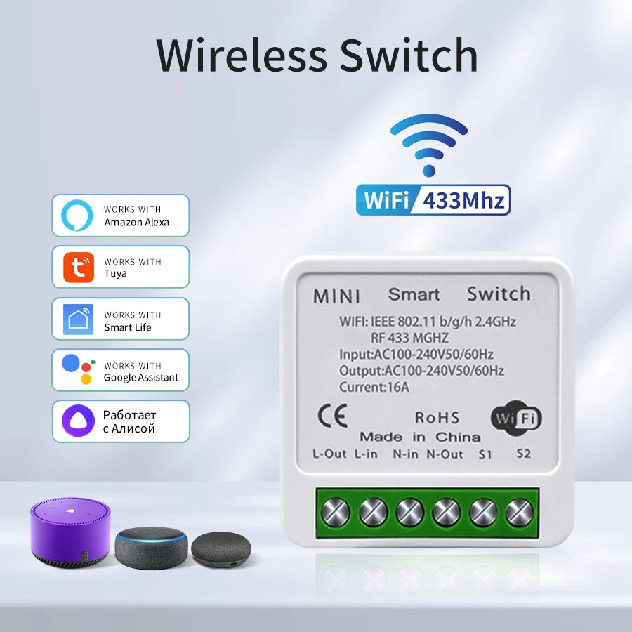Tuya WiFi Smart Switch 1/2/3 Gang 433MHz | Alexa Google