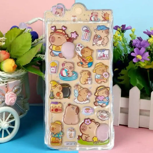 3D Cute Animal Butt Puffy Stickers | Scrapbook & Decal Sheet Craft Sticker Sheet Peaceful Pleasures Health and Wellness Capybara-yellow