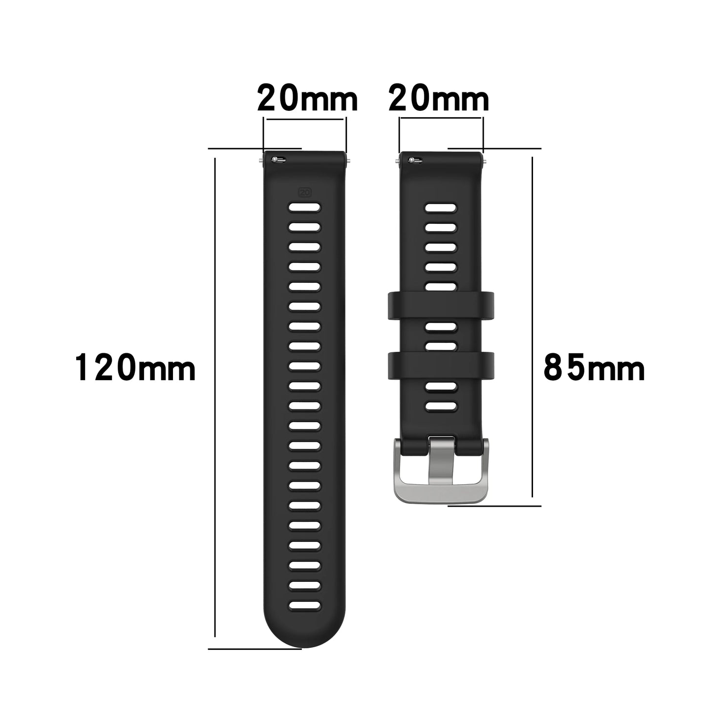 20mm Silicone Watch Band – Garmin, Samsung, Polar & Amazfit