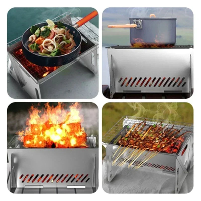 Charcoal Barbecue BBQ Grill Heating Furnace Folding Tourist for You Wood Stove Tools Ring Camping Rings Outdoor Grille 18 Belt Peaceful Pleasures Health and Wellness