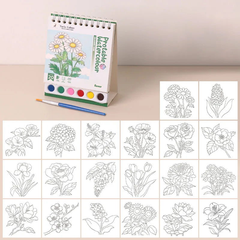 Creative Coil Vertical Watercolor Painting DIY Graffiti Book Built-in