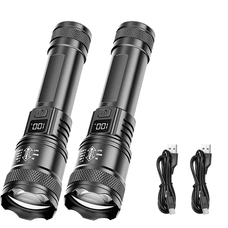 ZHIYU 2000LM LED Flashlight | Zoomable, LCD Display, IP67