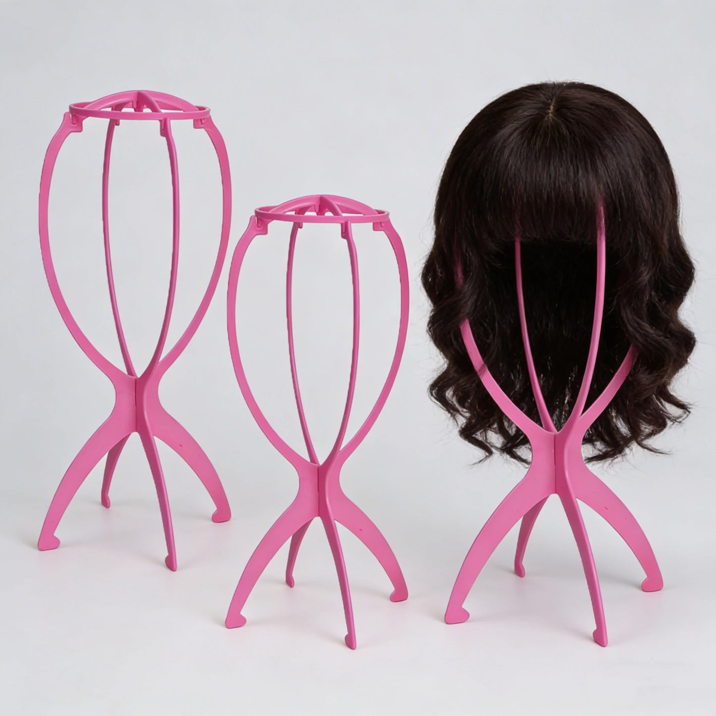 3-Pack Folding Wig Stand | Portable Adjustable Hat Display Holder