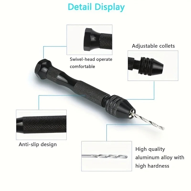 Ergonomic Aluminum DIY Hand Drill Featuring Keyless Chuck Alloy Bits