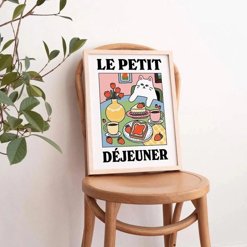 White Cat Canvas Wall Art Print | Kids & Living Room Decor
