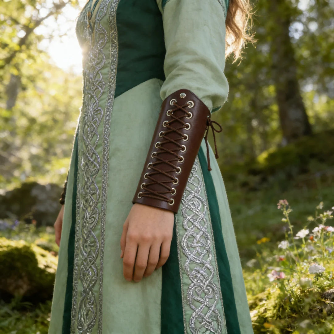 Cosplay Props Faux Leather Wide Bracer Lace Up Arm Armor Cuff String