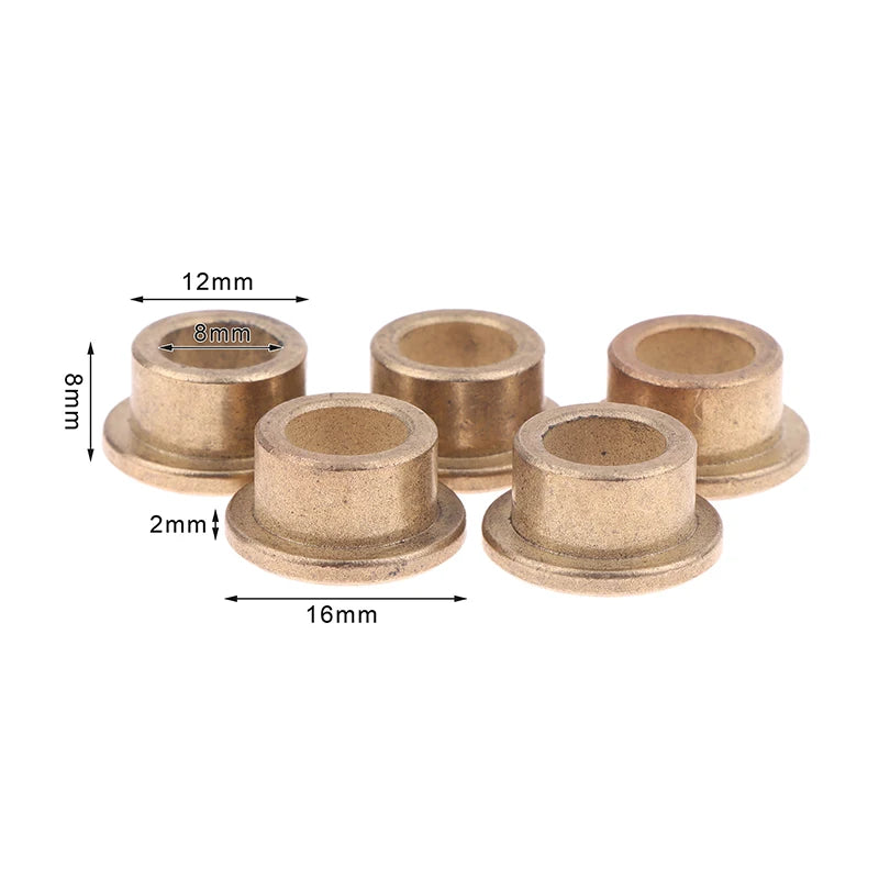 5Pcs Flange Bushing Copper Sleeve Inner Diameter 8MM Powder Metallurgy Oil Bearing With Edge Step Shoulder Peaceful Pleasures Health and Wellness 8x12x8