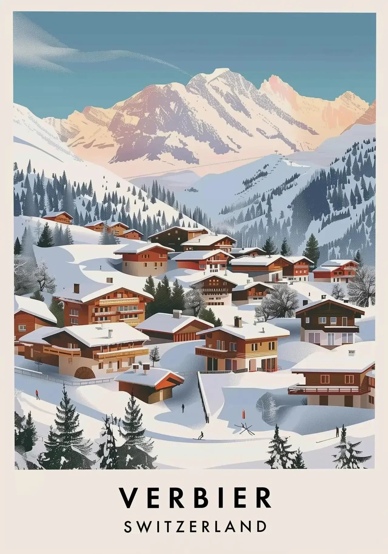 Ski Resort Alps Canvas Wall Art Print | Snow Mountain Poster