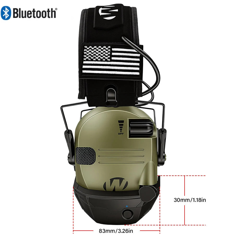 W1/W3 Electronic Shooting Earmuff Anti-noise Headphone Sound Amplification Hearing Protection Headset Foldable（BT Optional） Peaceful Pleasures Health and Wellness W1 Green With BT