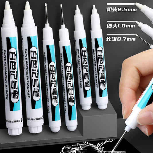 White Marker Oil-based Fine-tip Waterproof Colorfast Advertising Peaceful Pleasures Health and Wellness
