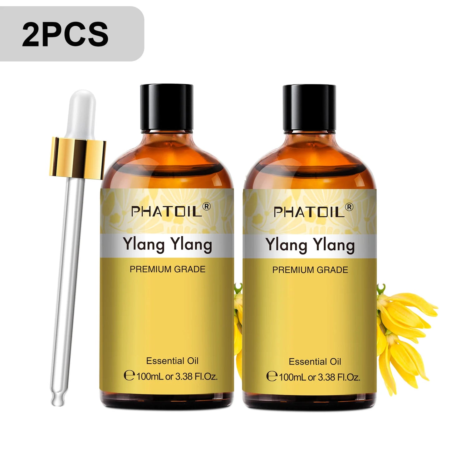 PHATOIL 2pcs/1pcs Lavender Aromatherapy Essential Oil For Diffuser,Candle Making-100ml Eucalyptus Jasmine Vanilla Cinnamon Oils Peaceful Pleasures Health and Wellness 2pcs Ylang Ylang 100ml