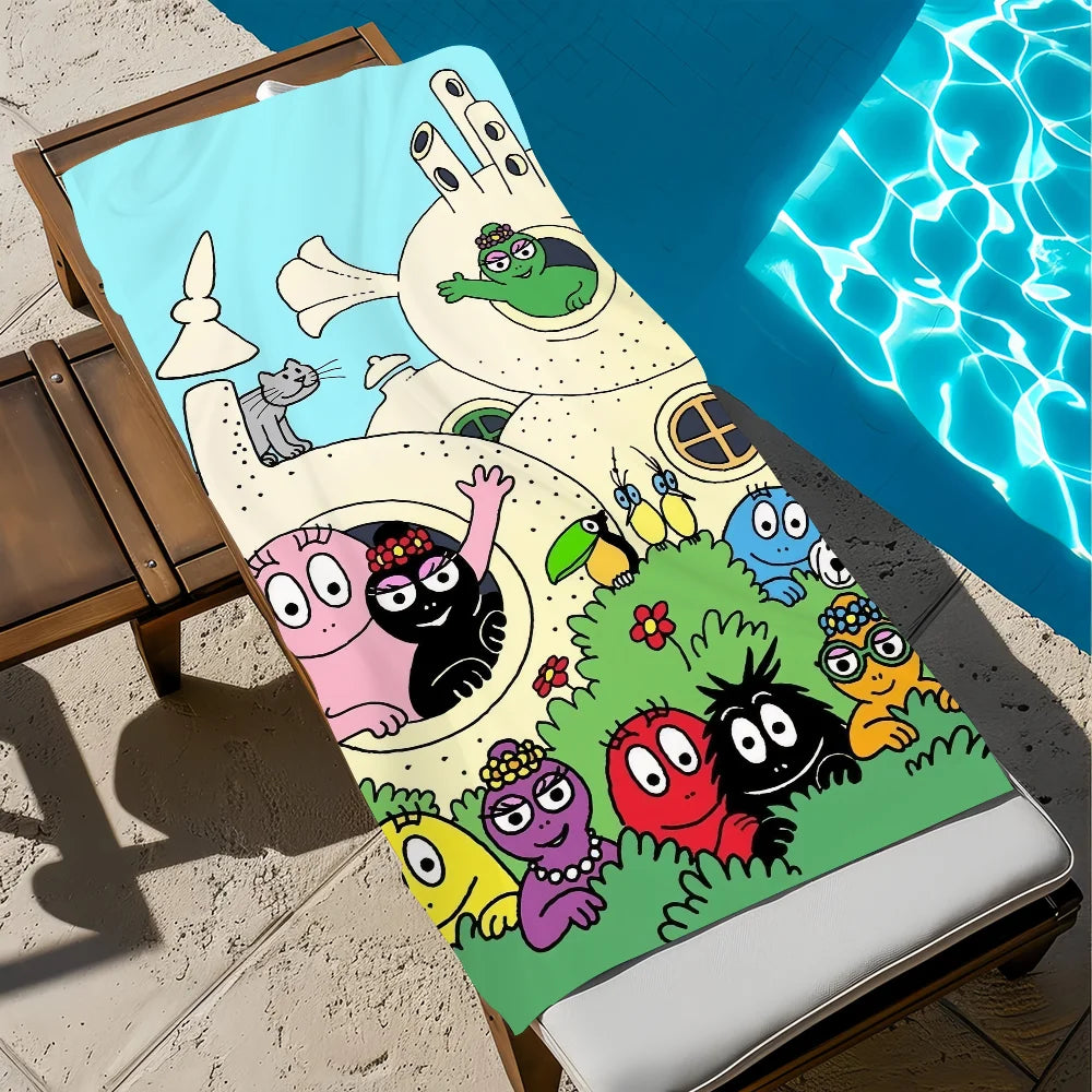Barbapapa Cartoon Quick-Dry Beach Towel | Soft Pool Travel Towel