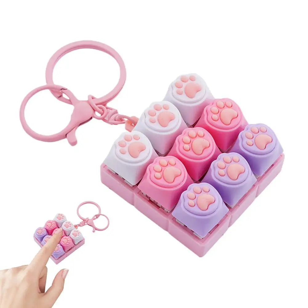 Cat's Paw Silent Fidget Keyboard Keychain – 9-Key Clicker
