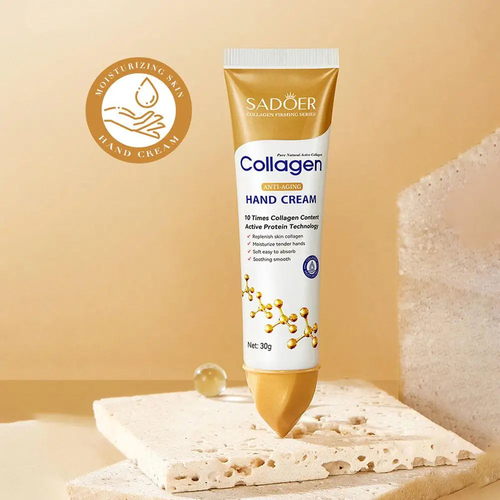 3pcs*30g Collagen Hand Cream Skin Soften Nourish Moisturizing Korean Skin Care Cracked Repair Products Peaceful Pleasures Health and Wellness