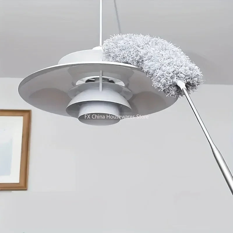 2.8M Extended Chicken Feather Duster Extendable and Curved Ceiling Cleaning Broom Household Electrostatic Dust Collector Peaceful Pleasures Health and Wellness