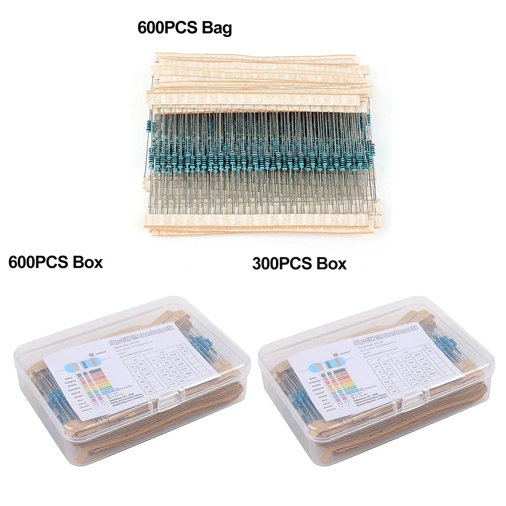 300/600pcs Metal Film Resistor Kit – 30 Values, 1% Tolerance 1/4W Peaceful Pleasures Health and Wellness