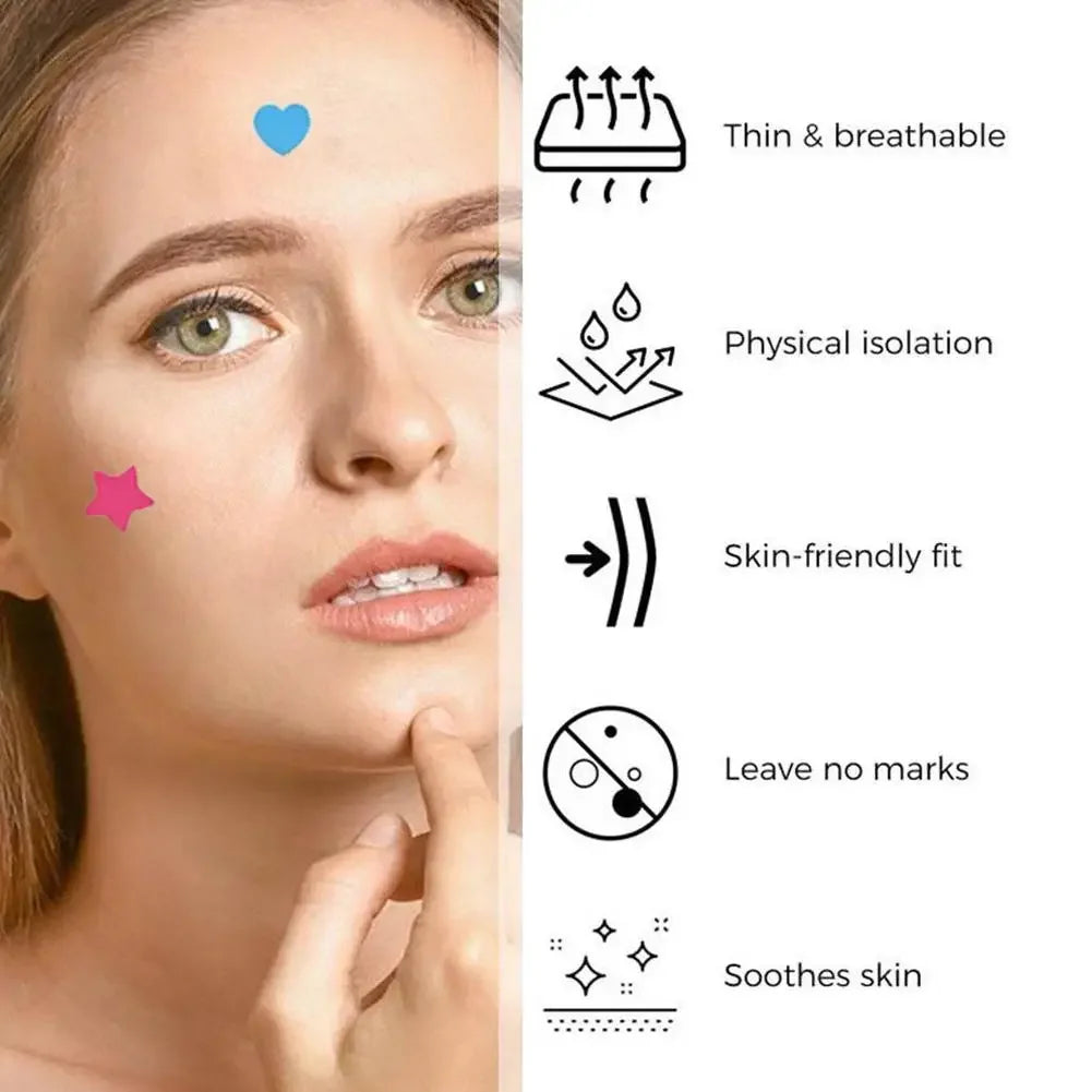 Mixed Sizes Hydrocolloid Acne Pimple Patches Invisible Acne Circle/Star/Heart Stickers For Face Zits, Blemish Spots Skin Care Peaceful Pleasures Health and Wellness