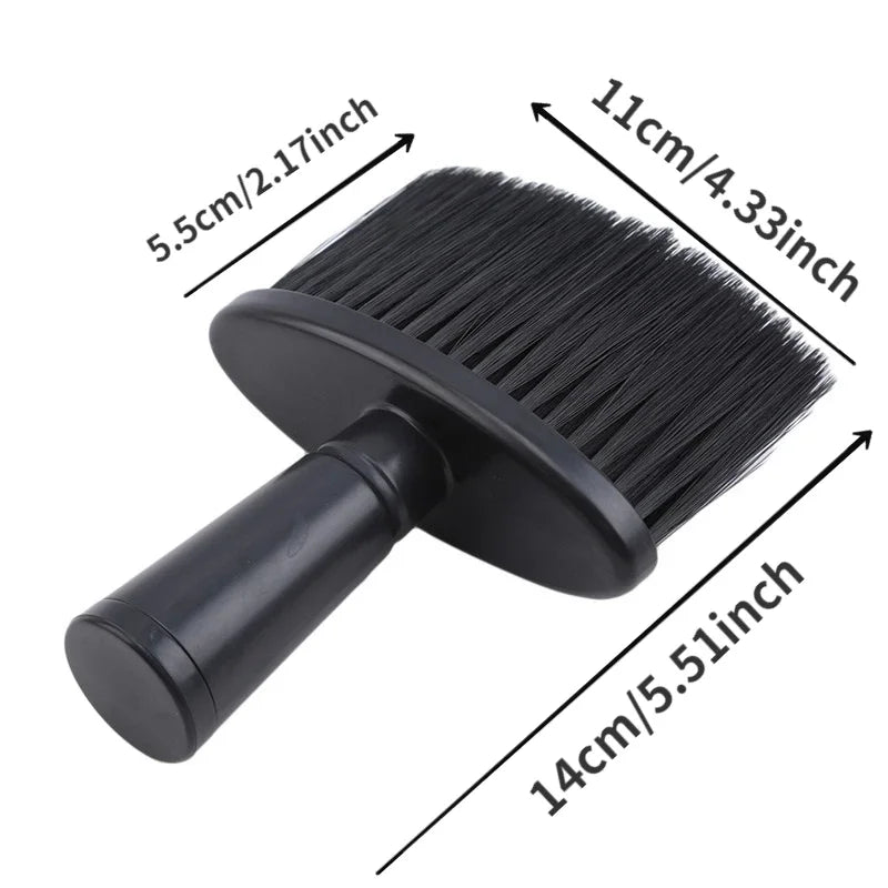 Men Beard Brush Black Handle Soft Nylon Bristles Neck Face Duster Barber Hair Clean Salon Styling Tool for Haircut Grooming Peaceful Pleasures Health and Wellness Black plastic handle