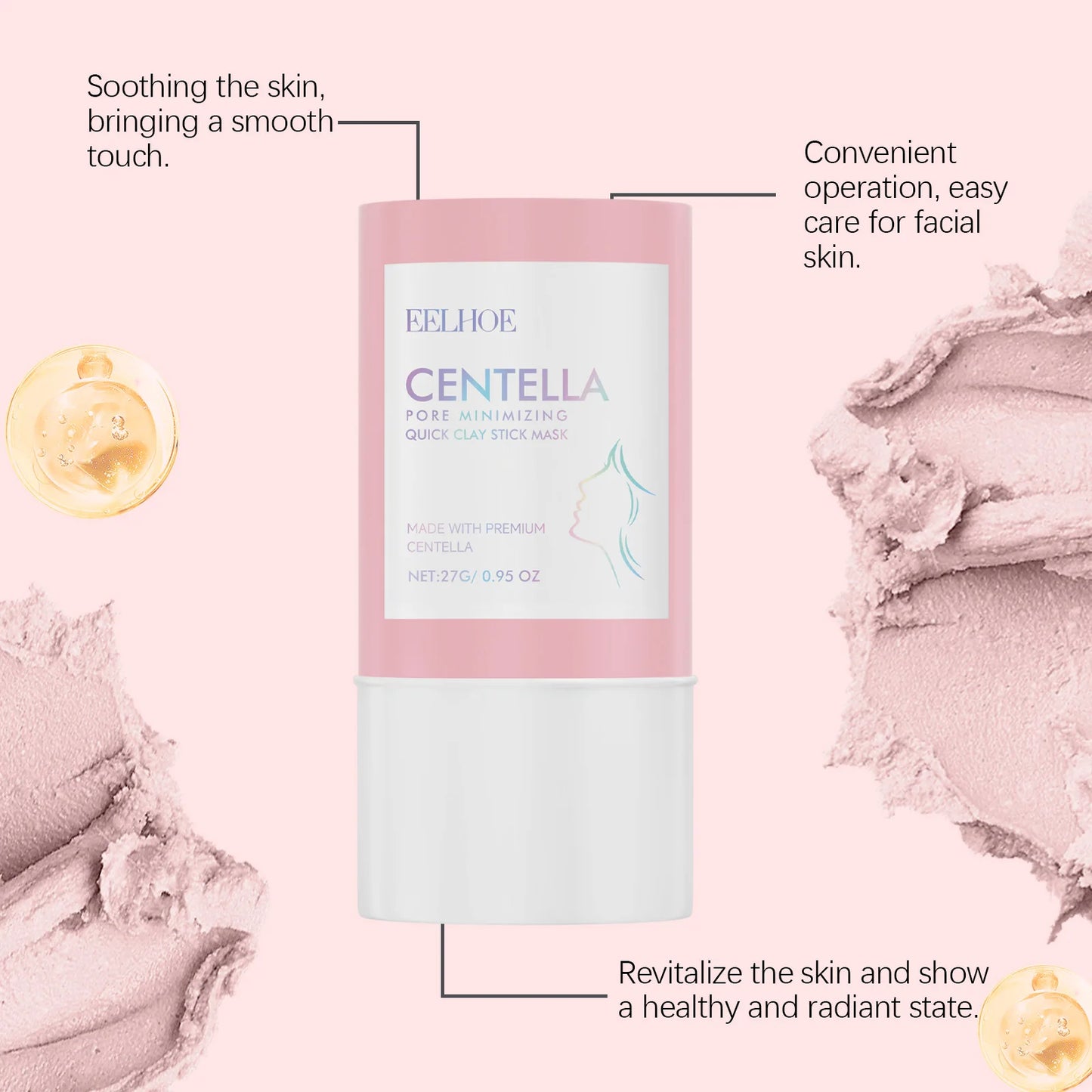 Centella Asiatica Clay Mask Stick Exfoliating Soothing Skin Cleaning Repair Facial Pores Control Oil Moisturizing Clean Mask 27g Peaceful Pleasures Health and Wellness