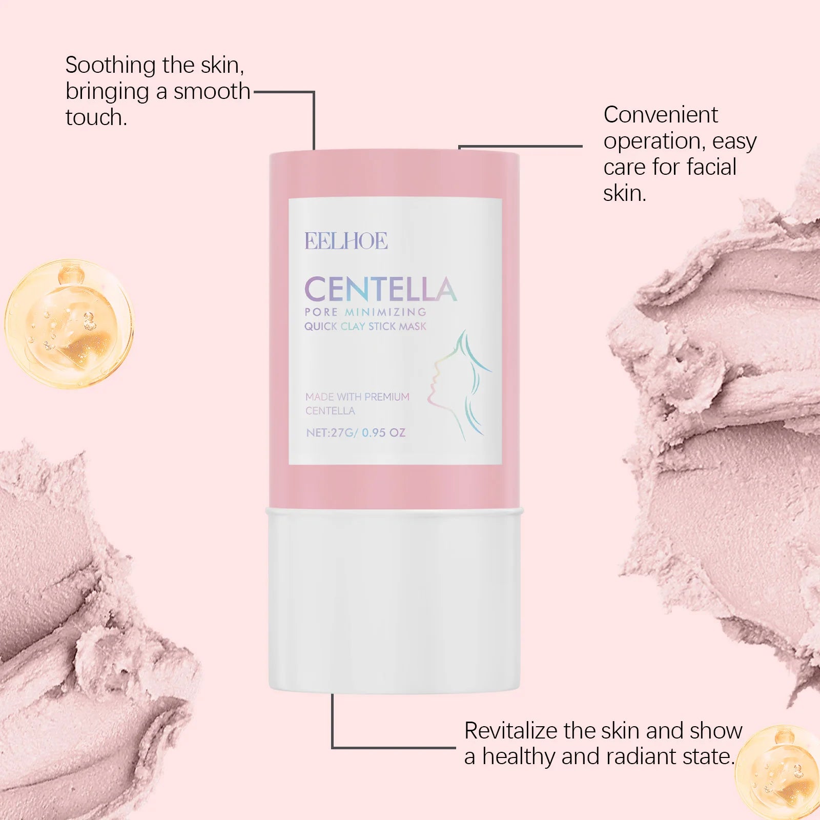 Centella Asiatica Clay Mask Stick Exfoliating Soothing Skin Cleaning Repair Facial Pores Control Oil Moisturizing Clean Mask 27g Peaceful Pleasures Health and Wellness
