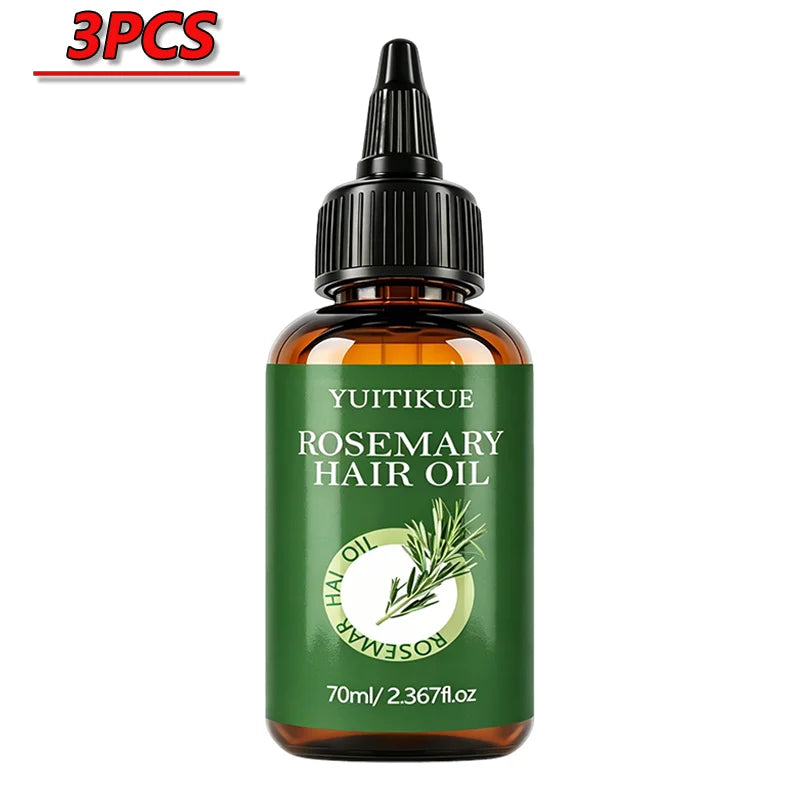 YUITIKUE Rosemary Hair Oil Natural Nourishing Hydrating Strengthening Repair Damaged Hair Scalp Care Essential Oil 70ml Peaceful Pleasures Health and Wellness 3pcs