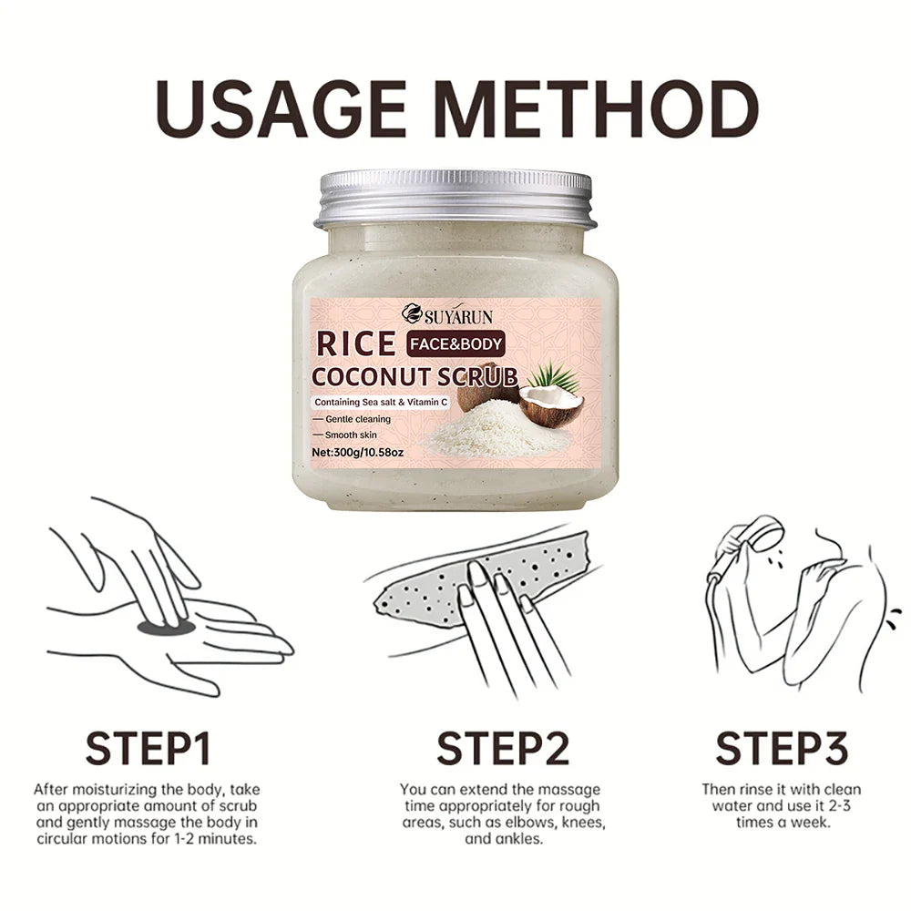 SUYARUN Rice & Coconut Brightening Exfoliating Face Body Scrub