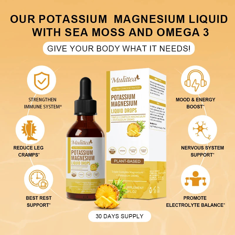 Potassium Magnesium Drops with Vitamin D3 & Zinc – Leg Cramps, Energy & Muscle Support | 60ml Peaceful Pleasures Health and Wellness