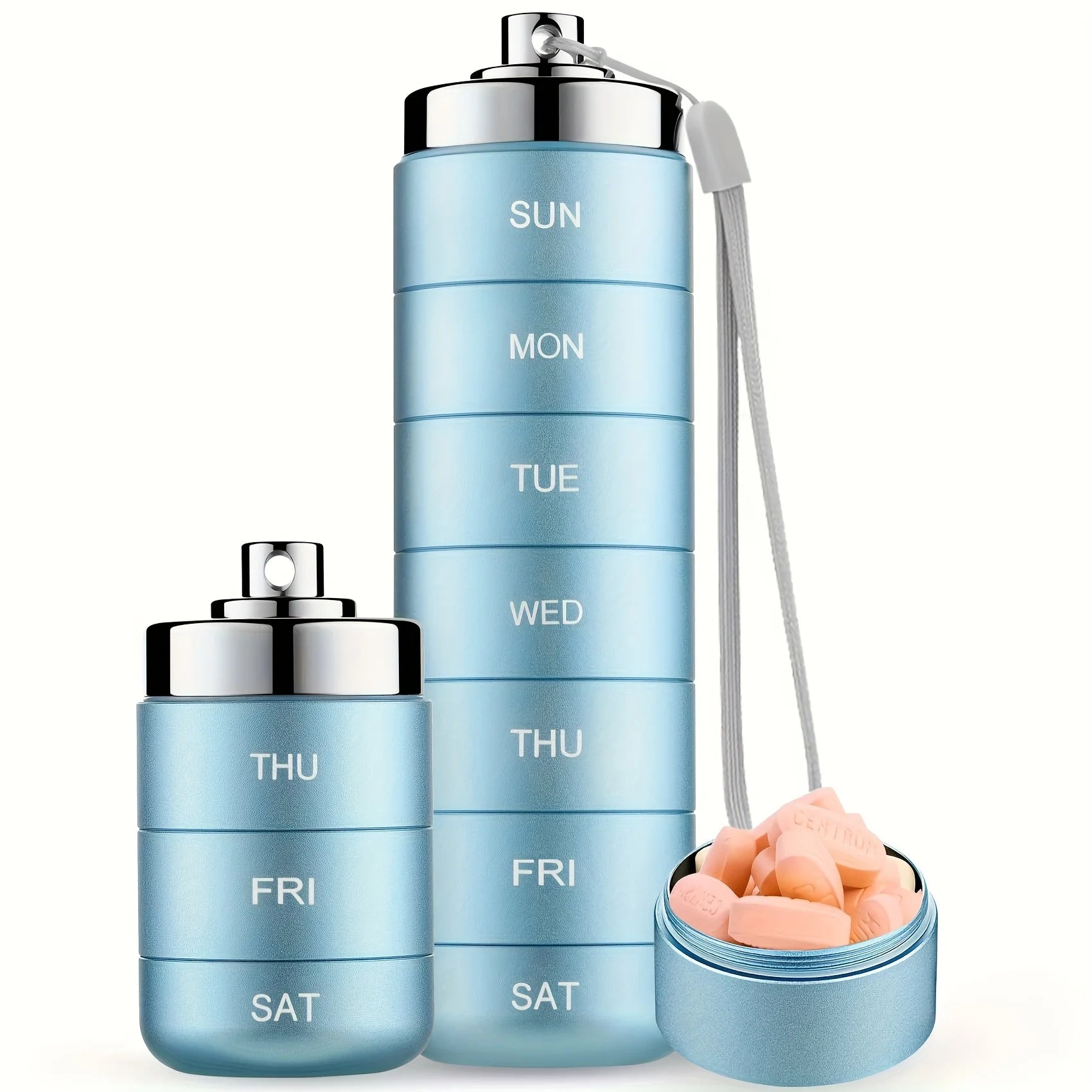7pcs Metal Pill Organizers, Stackable Portable Waterproof Travel Pill Box, Large Aluminum Alloy Travel Pill Case Peaceful Pleasures Health and Wellness