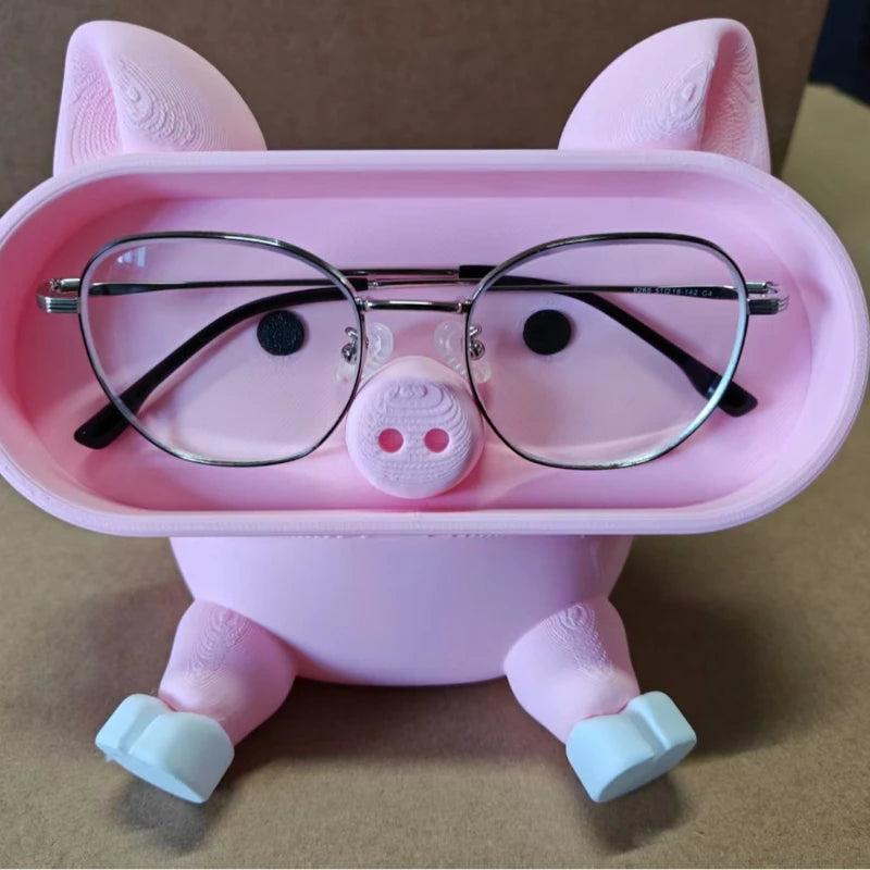 Cute and interesting pig glasses storage box office desktop storage box entrance key storage miscellaneous storage phone holder Peaceful Pleasures Health and Wellness