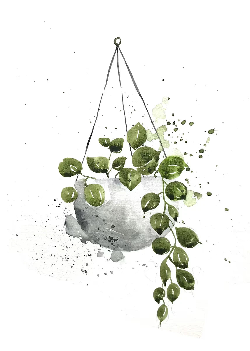 Plant Potted Watercolor Poster Family Garden Houseplant Botanical Canvas Printing Wall Art Picture for Living Room Home Decor Peaceful Pleasures Health and Wellness