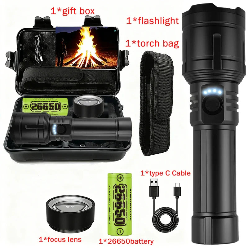 ZHIYU 3-in-1 Rechargeable Flashlight, Lighter & Power Bank 1200LM