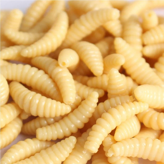 Bread Scent Soft Silicone Grub Lures, 50Pcs Lifelike Artificial Maggot Worms, Glowing Bait Gear for Freshwater Fishing Peaceful Pleasures Health and Wellness