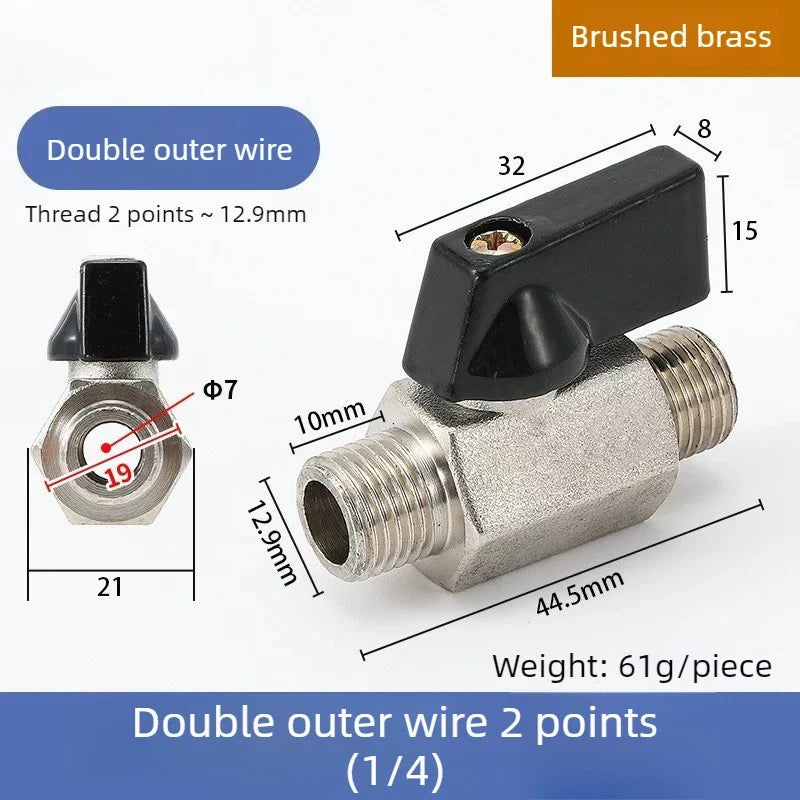 Copper Mini Ball Valve PT 1/8 1/4 3/8 1/2 Threaded Water Gas