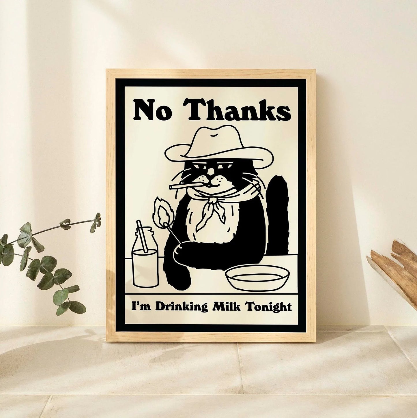 Funny Cat Canvas Wall Art | Spaghetti & Espresso Kitchen Decor