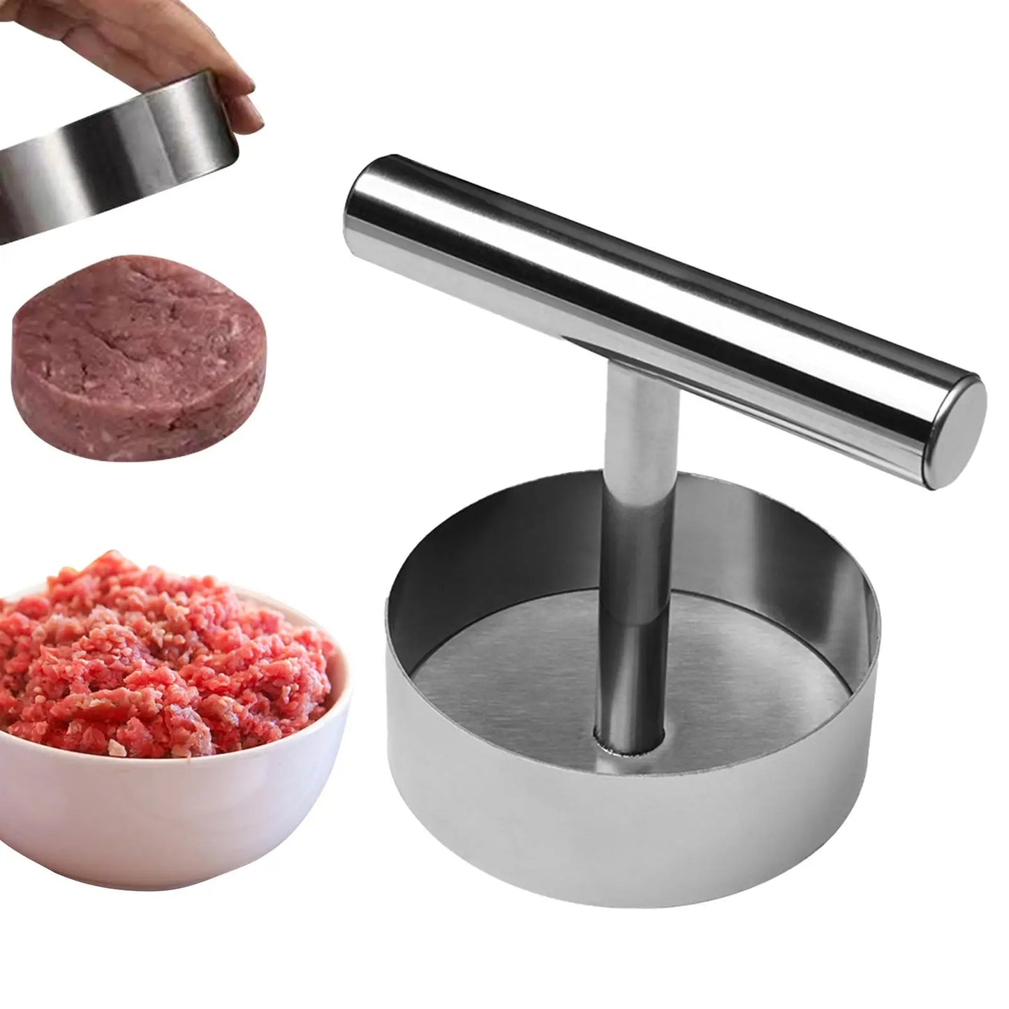 Stainless Steel Hamburger Press & Non-Stick Patty Maker