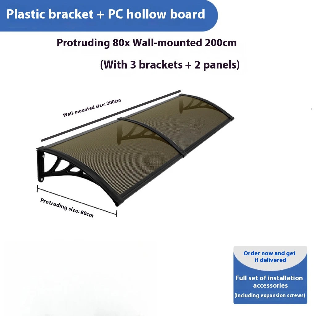 Good Clear Arched Polycarbonate Window Door Awning Shade Canopy Canopies Wall Mounted Roof Rain Shelter Front Door Peaceful Pleasures Health and Wellness Tea color 80 200