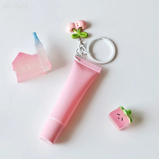 Refillable Lip Gloss Tube with Keychain | 10/15ml DIY Refillable Lip Tube Peaceful Pleasures Health and Wellness