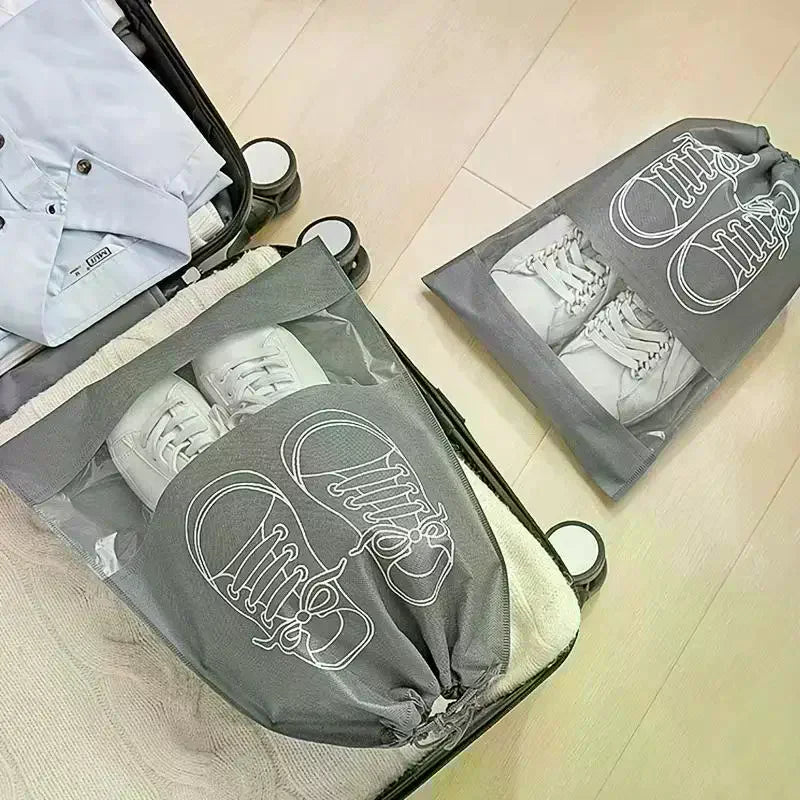 Non-Woven Drawstring Shoe Bags – Waterproof Travel Set of 10
